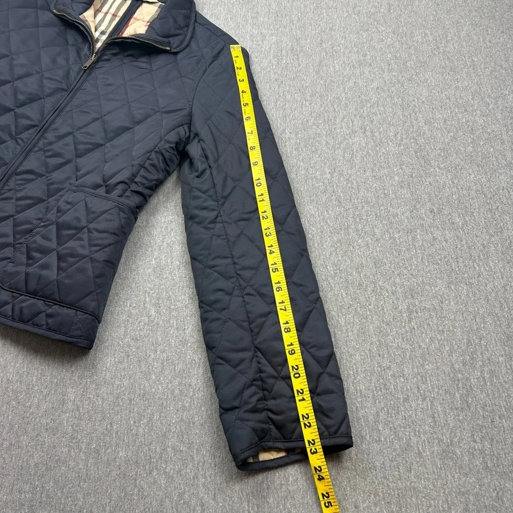 Burberry London Full Zip Quilted Jacket Womens Small Blue Plaid Lined - Picture 9 of 16